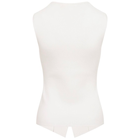 Boutique White Knit Vest Top Gold Buttons - Picture 3 of 4